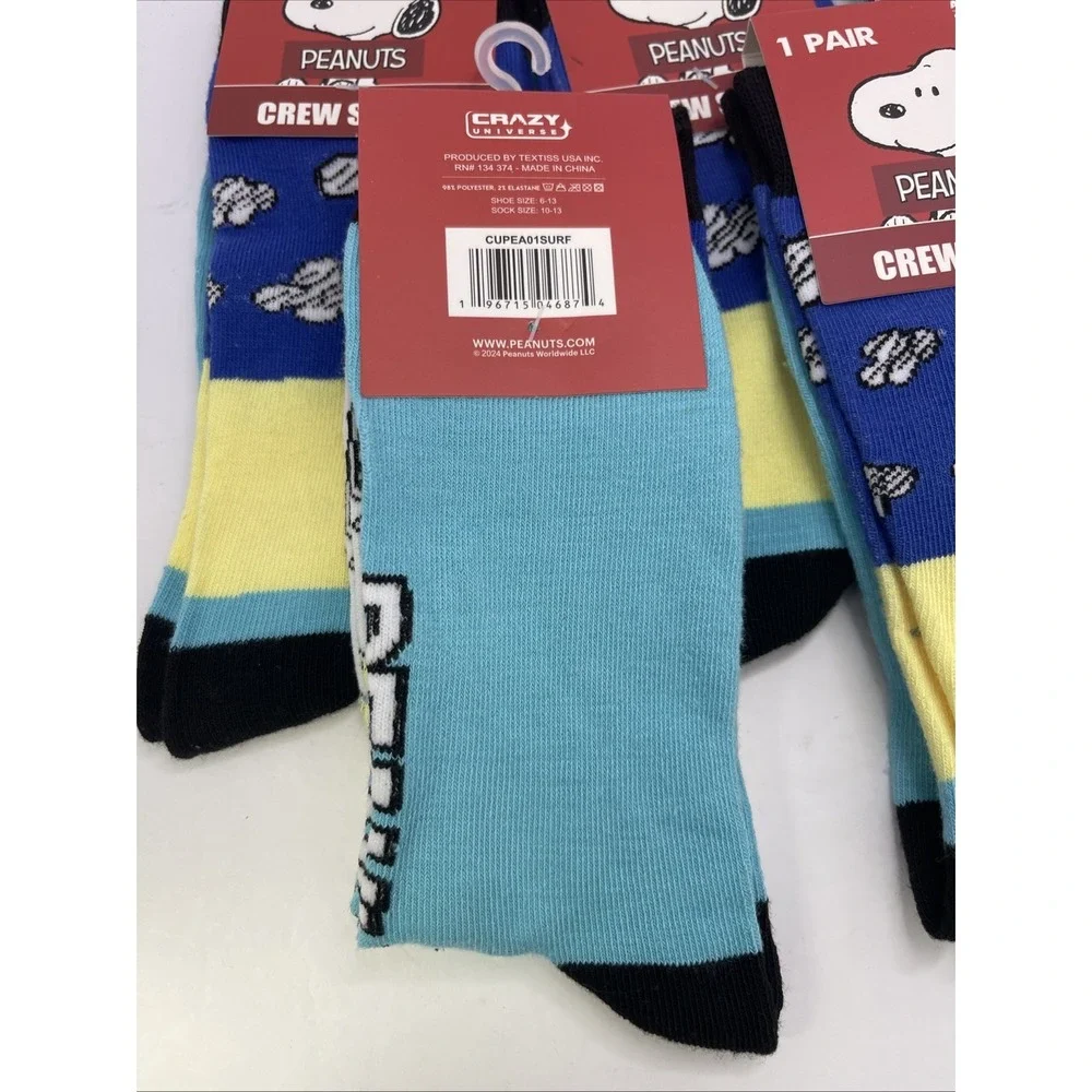 Peanuts Snoopy Crew Socks 1 Pair‎ Shoe Adult Size 6-13 Polyester